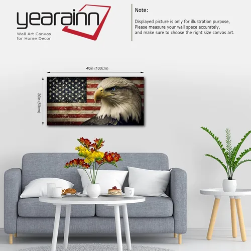 Miniatura 2 de yearainn Lienzo decorativo para pared, diseño de bandera de Estados Unidos con águila para decoración de pared, lienzo patriótico, diseño rústico