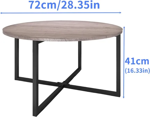 Miniatura 2 de HOMERECOMMEND Mesa de centro redonda para sala de estar, escritorio de té con patas de metal negro, mesa de té, balcón, mesa de sofá, estudio, negro