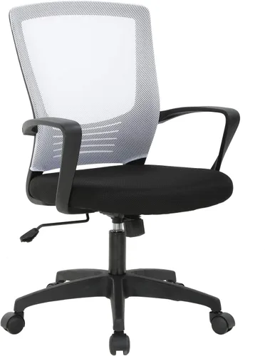 Miniatura 10 de Silla de escritorio de malla para computadora con brazos de apoyo lumbar, elegante silla ejecutiva moderna y giratoria con soporte lumbar