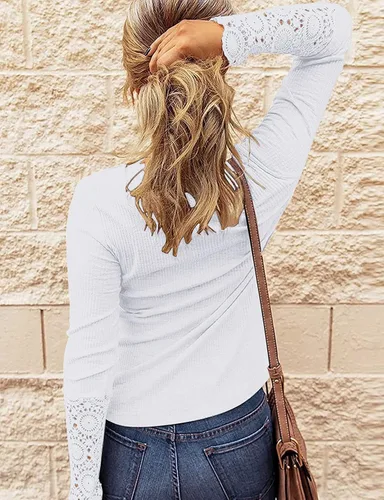 Miniatura 3 de Kancystore - Blusas de manga larga para mujer, con cuello en V y botones