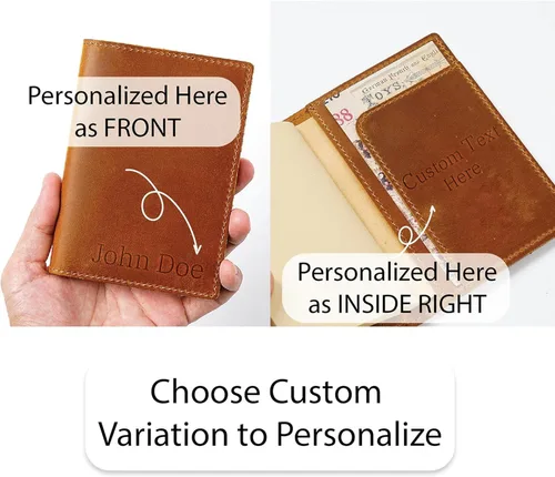 Miniatura 4 de HIFA Funda de cuero para pasaporte, funda para pasaporte hecha a mano con ranura para tarjetas y boletos, piel auténtica, diseño elegante, fácil