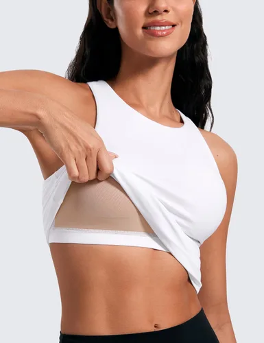 Miniatura 6 de CRZ YOGA Butterluxe - Camiseta sin mangas de entrenamiento para mujer, con espalda cruzada, acolchada, cuello alto, para yoga, atlética con brasier