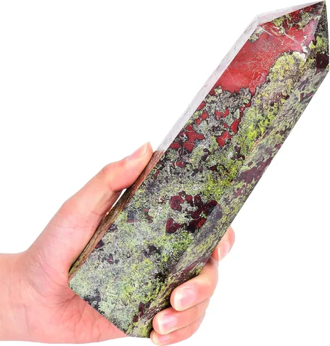 Miniatura 17 de AMOYSTONE Obelisco de Piedra de Sangre Africana Varita de Cristal Curativo Grande Torre Columna Facetada de 6 Lados Reiki Chakra Meditación Terapia