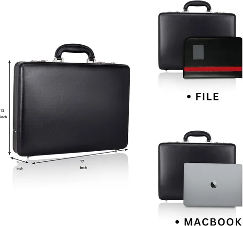 Miniatura 6 de DA LV - Maletín de cuero de grano completo para hombre, bolsa para laptop de negocios, bolsa de cuero hecha a mano importada, adjunta, regalos