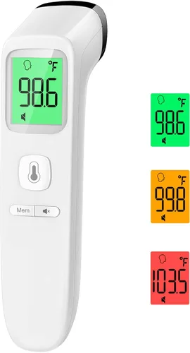 Miniatura 9 de Termómetro sin contacto para adultos y niños, termómetro digital para bebés con alarma de fiebre, resultado rápido en 1 segundo, fácil de usar, modo