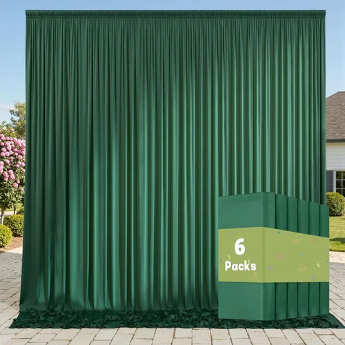 Miniatura 69 de Cortinas de telón de fondo granate de 10 pies x 10 pies sin arrugas para fiestas, 2 paneles de cortinas de telón de fondo de poliéster sedoso