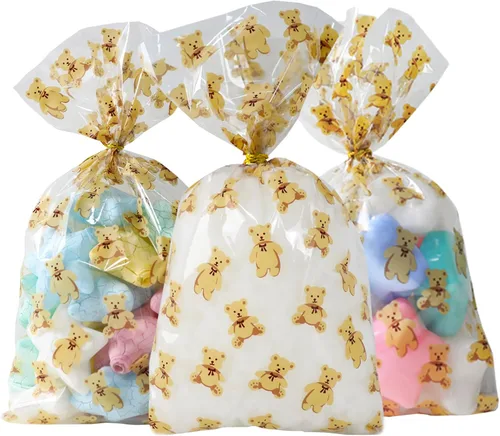 Miniatura 27 de 100 bolsas de celofán, bolsas de celofán transparente de 4 x 6 pulgadas, 100 lazos dorados, para galletas, chocolate, panadería, recuerdos