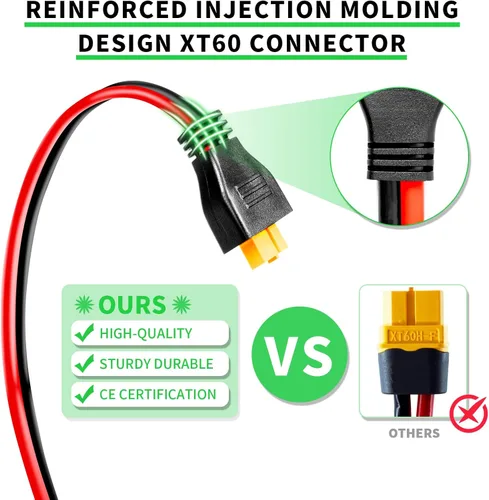 Miniatura 3 de Ansoufien Cable Conector de Panel Solar a Conector XT60 de 1 pie, Cable de Extensión de Carga Solar de 10 AWG Solar a XT60 XT60 (Enchufe Hembra)