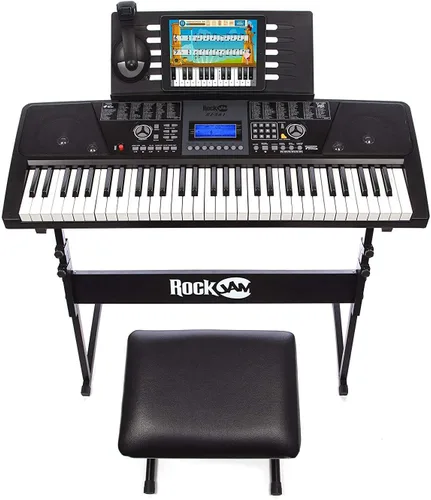 Miniatura 2 de Teclado electrónico RockJam de 61 teclas superkit con soporte, taburete, auriculares y fuente de alimentación