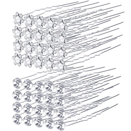 Miniatura 7 de 40 horquillas para el pelo de boda nupcial, pinzas de pelo con diamantes de imitación en forma de U, accesorios de peinado de boda, accesorios