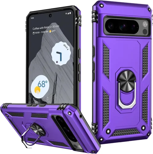 Miniatura 20 de LUMARKE Funda para Google Pixel 5 con protector de pantalla, pasa 16 pies, probada en caídas, grado militar, con soporte de anillo magnético, Rojo