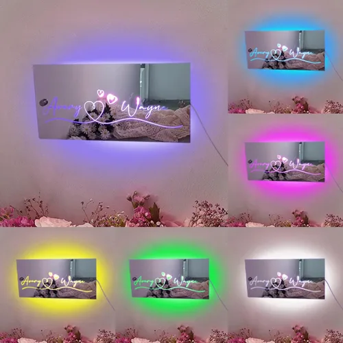 Miniatura 3 de Espejo de dormitorio con nombre personalizado, luz LED, letreros de neón con luces, cumpleaños, boda, fiesta, letrero personalizado para decoración