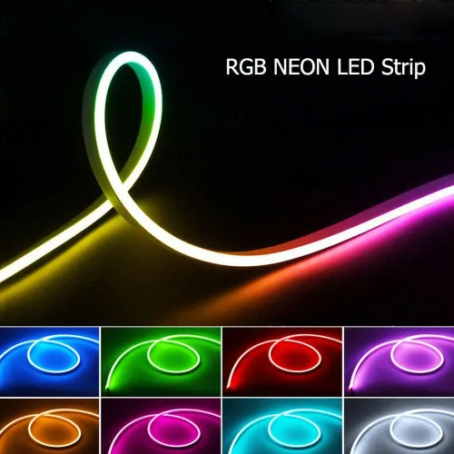 Miniatura 2 de ansu Tira de luces LED de neón RGB 12V 2835, impermeable, flexible, tubo de silicona suave (tira LED de 1M)