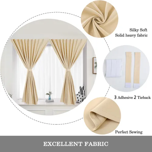 Miniatura 6 de Muamar Cortinas opacas sin taladro, paneles de cortina para ventana fáciles de instalar, juego de 2 paneles de cortinas portátiles para dormitorio