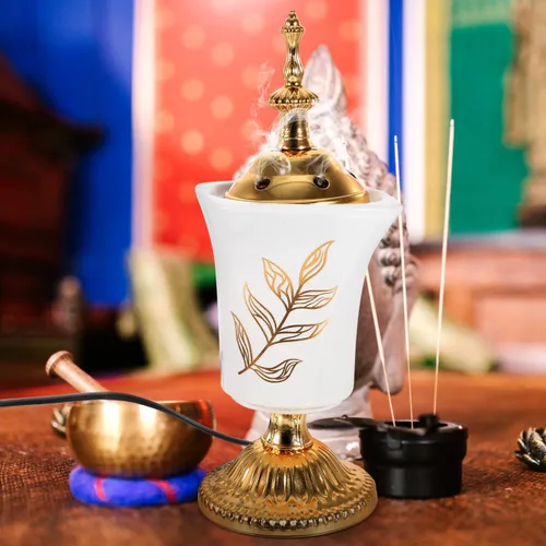Miniatura 5 de Holibanna Quemador de incienso eléctrico, estilo de Oriente Medio, incensario de escritorio para yoga, spa, aromaterapia, decoración del hogar