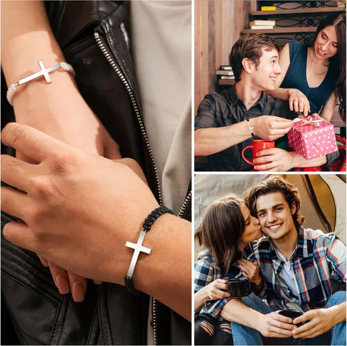 Miniatura 2 de Tarsus Pulseras cruzadas a juego para parejas, novio, marido, novia, esposa, hombres, mujeres, adultos, Pascua, Navidad, día de San Valentín