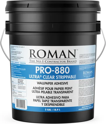 Roman Ultra® Adhesivo para papel pintado transparente pelable, PRO-880 (5 galones - 1,650 pies cuadrados)