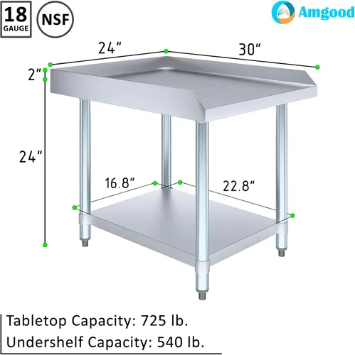 Miniatura 3 de AmGood Soporte para equipo de acero inoxidable, resistente, grado comercial, con estante inferior, certificado NSF