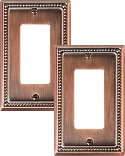 Miniatura 102 de Paquete de 4 placas de cubierta para interruptor de luz de palanca individual, cubiertas decorativas de perlas, placa de pared de metal almendra