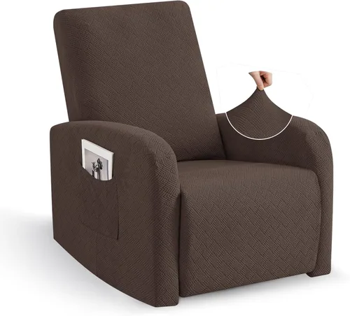 Miniatura 38 de JIVINER Fundas reclinables de gran tamaño de 3 piezas para sillón reclinable grande con bolsillos, tela jacquard elástica Lazy Boy funda para sofá