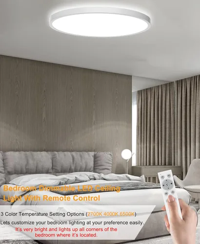 Miniatura 3 de Lámpara de techo LED regulable con montaje empotrado, panel RGB inteligente Alexa Google Home WiFi con control remoto para sala de estar