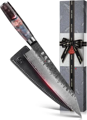 Cuchillo de chef japonés Kiritsuke de 8.27 pulgadas con núcleo VG10, cuchillo profesional de Damasco forjado a mano de 67 capas con mango
