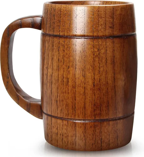 Taza grande de cerveza de madera de 18 onzas, regalo para hombres y mujeres, taza vikinga vintage grande, rústica y fresca, jarra, hecha a mano,