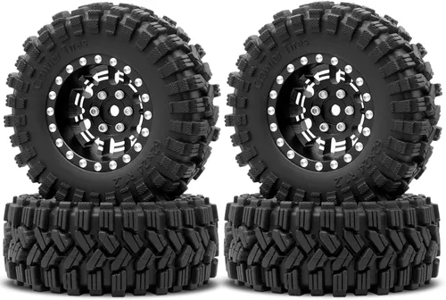 OGRC 1.0 Plus (3.05 cm) Juego de Llantas y Neumáticos Beadlock 7mm de Desplazamiento Negativo, Llantas SS Super Suave y Adhesiva para TRX4M SCX24