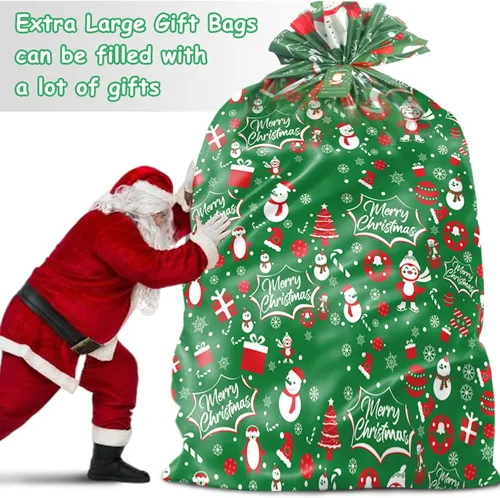 Miniatura 2 de HYmoso 1 pieza bolsas de regalo de Navidad extragrandes, bolsas de regalo jumbo para bicicleta para regalos navideños enormes de gran tamaño, bolsa
