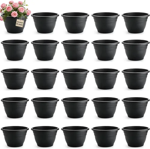 Miniatura 20 de RooTrimmer Juego de 10 macetas de 8 pulgadas con agujeros de drenaje y platillos, macetas para plantas de interior y exterior, macetas de orquídeas