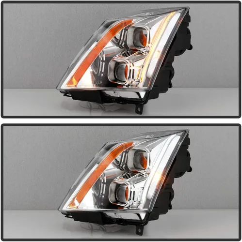 Miniatura 5 de ACANII - Para [modelo halógeno] 2008-2014 Cadillac CTS carcasa cromada Switchback LED tubo proyector faros delanteros