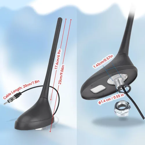 Miniatura 5 de Eightwood Antena de radio universal para automóvil, montaje en techo, antena estéreo FM AM con conector macho DIN para vehículo, camión, SUV, radio