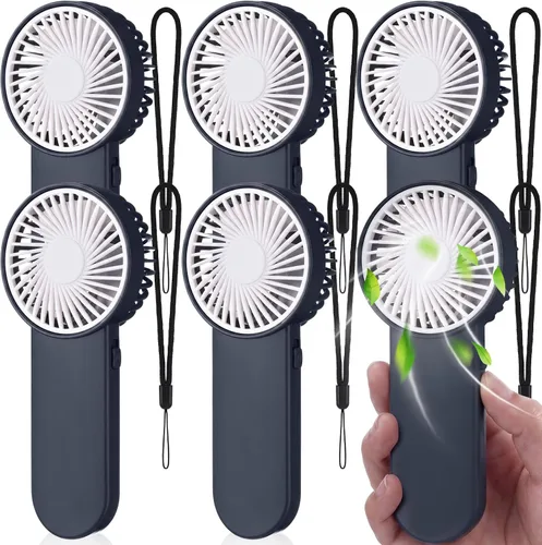 Miniatura 31 de Sumind 6 unidades de pequeño ventilador portátil personal pequeño a granel de 1 velocidad eléctrico lindo alimentado por batería para el cuello