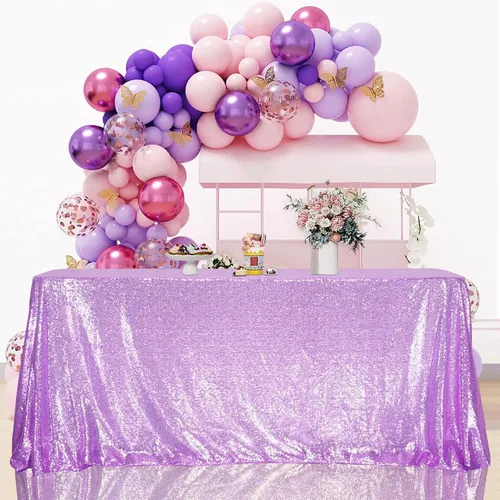 Miniatura 45 de SquarePie Mantel de lentejuelas de 60 x 102 pulgadas, azul bebé brillante, mantel de mesa para bodas y fiestas