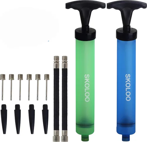 Miniatura 10 de SKOLOO Kit de inflador de bomba de aire portátil de 10 pulgadas con aguja, boquilla, manguera de extensión para fútbol, baloncesto, fútbol