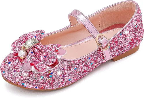Furdeour Zapatos de vestir para niñas, zapatos de ballet de princesa con purpurina para boda, fiesta, boda, fiesta, dama de honor, zapatos planos de