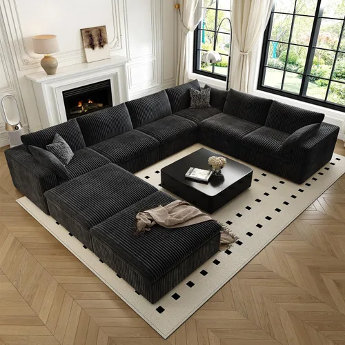Miniatura 10 de LoveSeat Cloud Couch Sofá Seccional Modular para Sala de Estar, Sofá Moderno con Asiento Profundo, Sofá de 2 Plazas Sin Huesos con Otomana, Cómodos