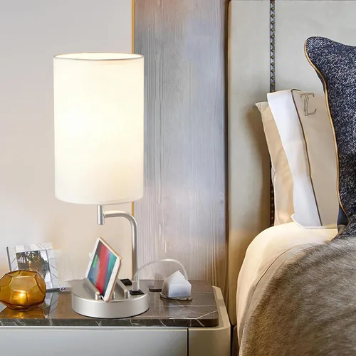 Miniatura 6 de Dreamholder - Lámpara de mesa con control táctil USB, lámpara de noche mejorada de 3 vías regulables con puertos de carga USB C y A y tomacorriente