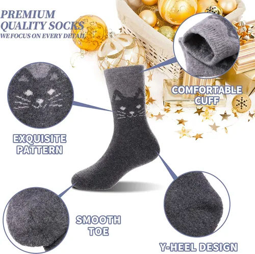 Miniatura 5 de DYW Calcetines de senderismo de lana merina para niños y niñas, cálidos, gruesos, térmicos, suaves, acogedores, calcetines para botas, 6 pares