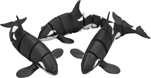 Miniatura 5 de Ballena Orca flexible Ballena impresa en 3D Ballena de juguete Mini Orca Juguete para niños Cuerpo articulado (una ballena)