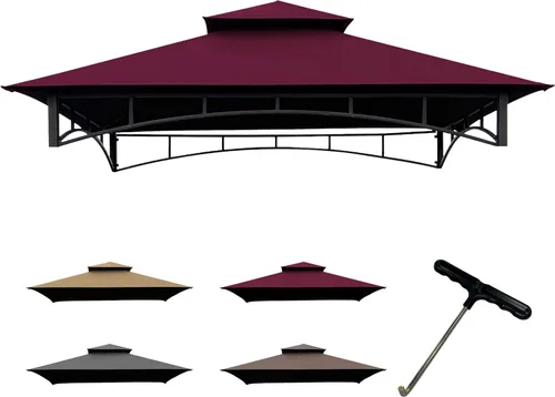 Miniatura 9 de Coastshade - Cubierta de repuesto para cenador de parrilla modelo #L-GG001PST-F, toldo de barbacoa de 8x5, solo para cenadores de parrilla (gris)