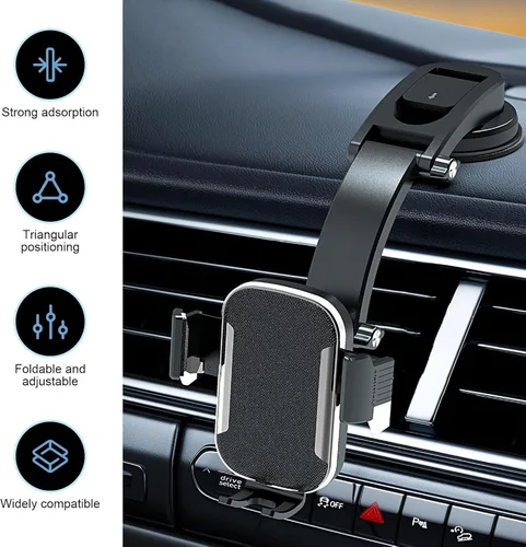 Miniatura 3 de Soporte para teléfono de automóvil, ABS antideslizante y antigolpes, soporte de teléfono para tablero de instrumentos, soporte de celular ajustable