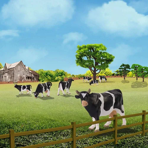 Miniatura 7 de AN4303 15PCS 1:43 Animales de granja Caballos y vacas Escala O PVC bien pintado caballo y vaca Uso para modelo Paisaje Decoración de escritorio