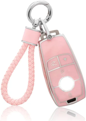 Miniatura 31 de YO&YOYE Funda para llavero Ford con llavero, funda de TPU suave rosa para F150 Explorer Mustang Edge Lincoln MKZ MKX MKC