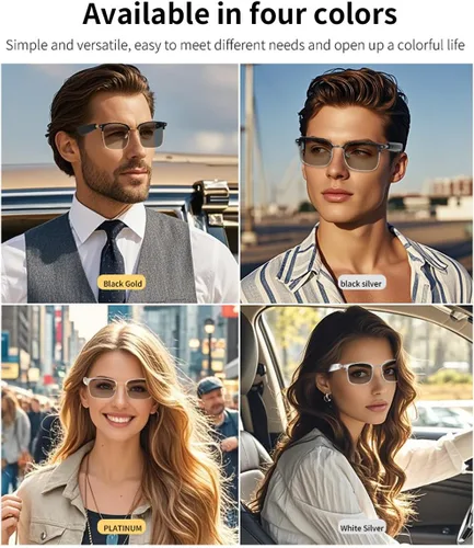 Miniatura 3 de Lentes inteligentes de audio Bluetooth, lentes de sol fotocromáticos para hombres y mujeres, micrófono y altavoces con sonido de oído abierto
