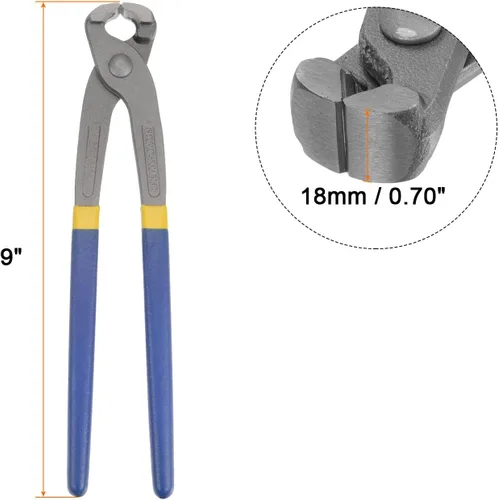 Miniatura 2 de HARFINGTON Alicates de corte de extremo de 9 pulgadas, alicates para hormigón de uñas, alicates extractores con mango de plástico azul amarillo