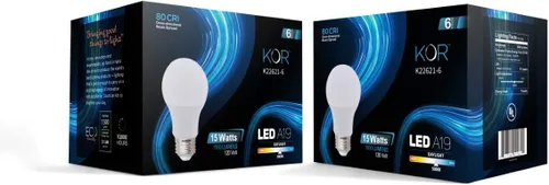 Miniatura 7 de KOR Bombillas LED equivalentes a 100 W, 15 W, 1500 lúmenes, luz blanca diurna 5000 K, no regulable, base estándar A19 E26, vida útil de 10000 horas