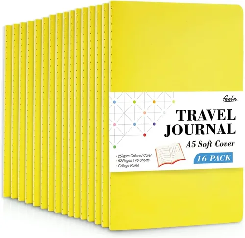 Miniatura 12 de feela - Paquete de 16 cuadernos de tapa suave a granel, cuadernos rayados universitarios para el trabajo para mujeres y niñas, diario de viaje