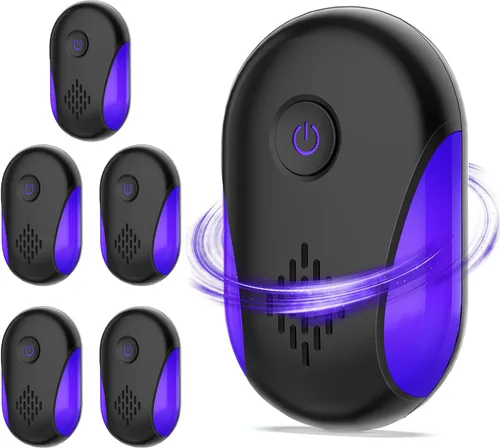 Repelente ultrasónico mejorado, paquete de 6, repelente ultrasónico para interiores, enchufe electrónico para control de plagas para insectos,
