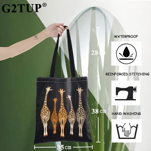Miniatura 2 de G2TUP Bolsa de mano de jirafa amantes de la jirafa bolsa de comestibles reutilizable jirafa animal regalo de cumpleaños